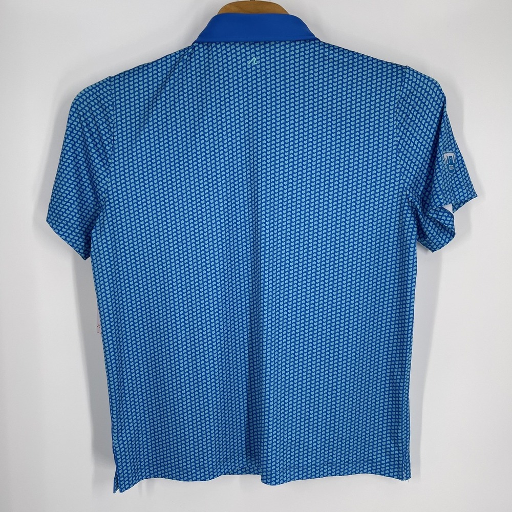 Redvanly Mens Blue Geometric Chevron PUREpoly Golf Polo Shirt Size XL - Picture 13 of 14